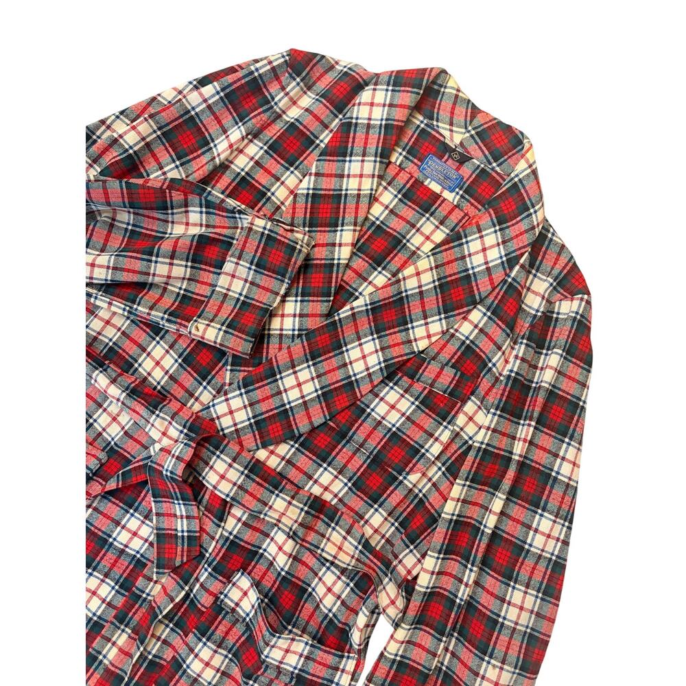 VTG 1950's Pendleton Red Plaid‎ Wool Belted Smoking Jacket M Classic Americana